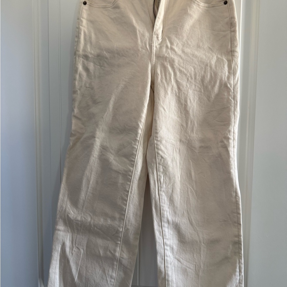 Elegant Cream Straight Leg Jeans